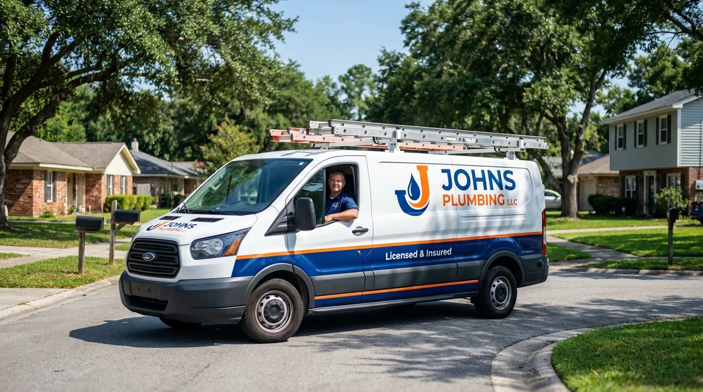 Johns Plumbing LLC service van in Yuba City, CA
