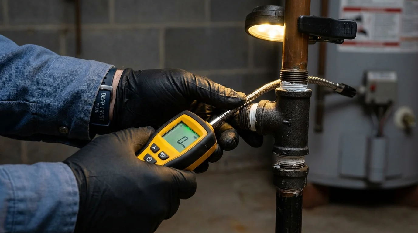 Gas leak detection with electronic sniffer by Johns Plumbing LLC in Yuba City