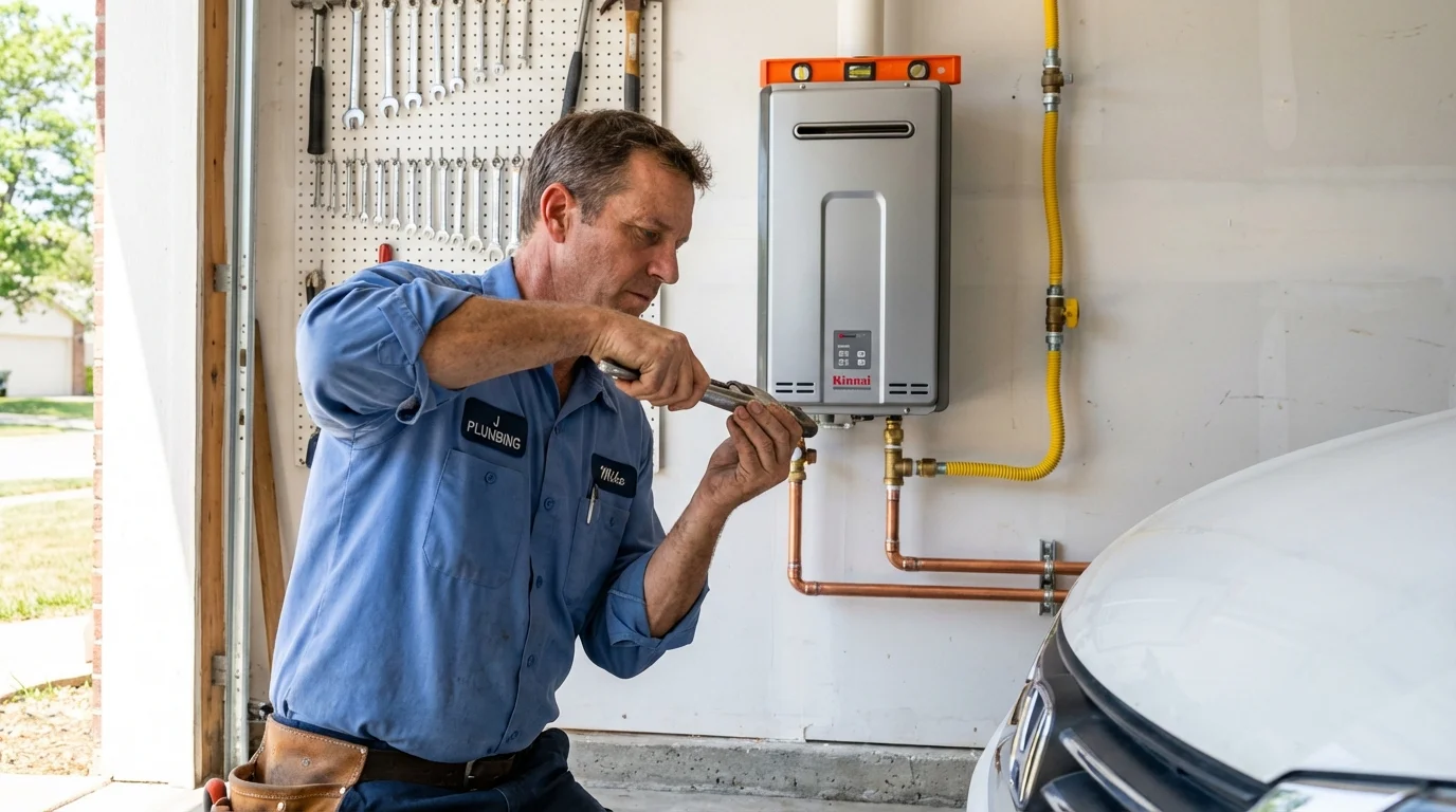 Tankless water heater installation by a Johns Plumbing LLC plumber in Yuba City